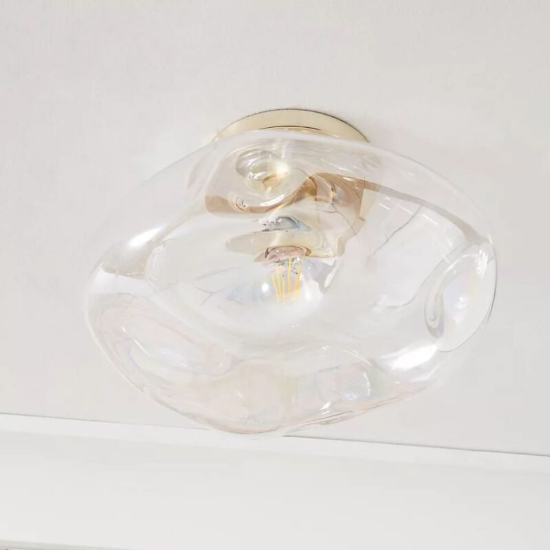 IRIDESCENT GLASS ORGANIC FLUSH MOUNT CEILING LIGHT