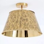 JOAN ANTIQUE BRASS FLUSH MOUNT WITH ETCHED FLORAL DETAIL