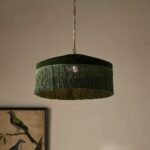 GREEN SINCLAIR VELVET PENDANT WITH TASSEL FRINGE