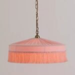 PINK SINCLAIR TASSEL FRINGED VELVET PENDANT LIGHT