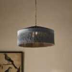 BLUE SINCLAIR TASSEL FRINGED VELVET PENDANT LIGHT