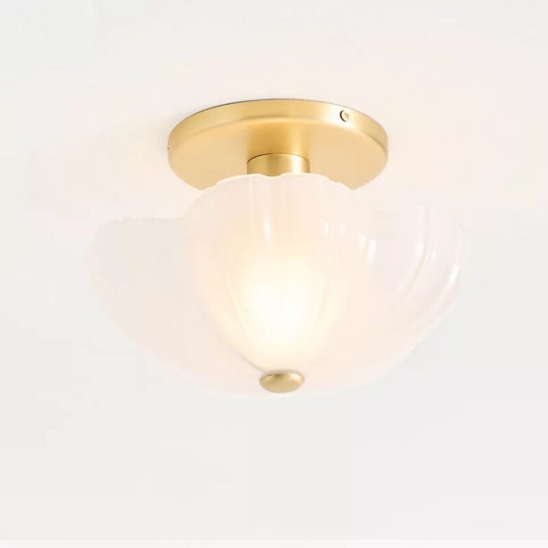 WHITE FLORA FLOWER GLASS FLUSH MOUNT LIGHT