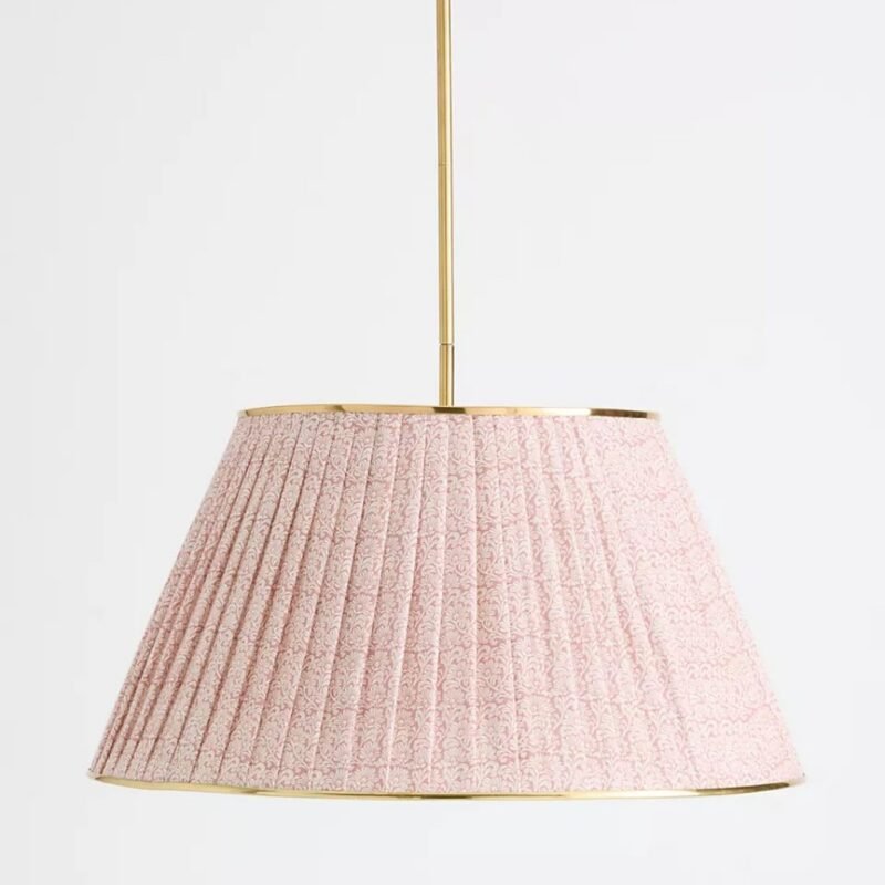 KARI LEE BRASS RUCHED PRINTED 24 INCH SEMI FLUSH MOUNT LIGHT