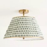 LEE BRASS 24 INCH FLORAL RUCHED PRINTED SEMI FLUSH MOUNT LIGHT