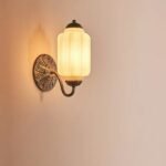 THE ELOISE GREEN GLASS BRASS WALL SCONCE