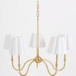 ANTIQUE BRASS SCALLOP SHADE 6 ARM CLASSIC CHANDELIER