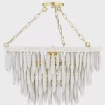 TIFFANY WHITEWASHED WOODEN BEAD CASCADE CHANDELIER