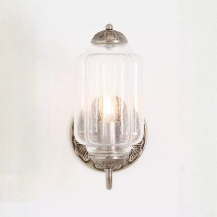 THE ELOISE NICKEL MILK GLASS SCALLOP WALL SCONCE