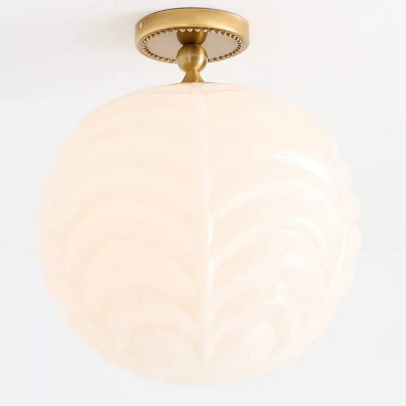CHARLOTTE MILK GLASS SEMI FLUSH MOUNT LIGHT