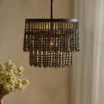 BLACK BEADED FLUSH MOUNT CEILING LIGHT