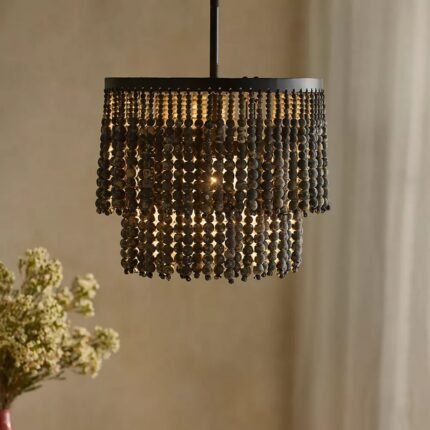 BLACK BEADED FLUSH MOUNT CEILING LIGHT