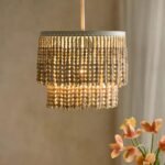WHITE BEADED FLUSH MOUNT CEILING LIGHT
