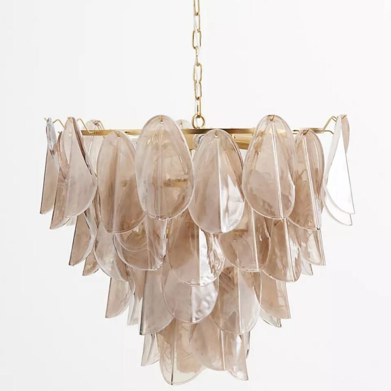 MAGNOLIA SMOKE WHITE GLASS CHANDELIER LIGHT