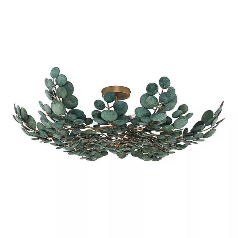 GREEN BILAL COCONUT FLUSH MOUNT LIGHT