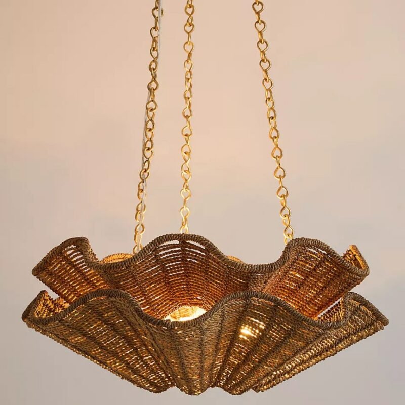 HAYWORTH RATTAN UPLIT CHANDELIER BY HUDSON VALLEY LIGHTING