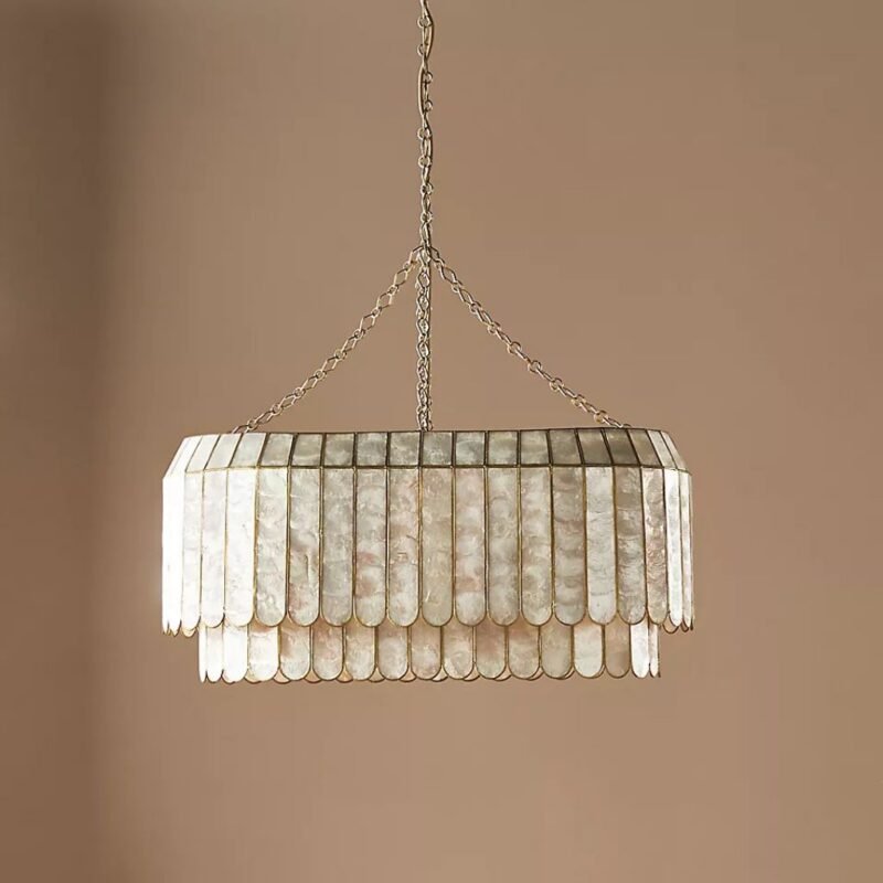 MADELYN OVAL CAPIZ CHANDELIER WITH FACETED DETAIL