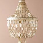 GOLD OVAL CAPIZ CHANDELIER LIGHT