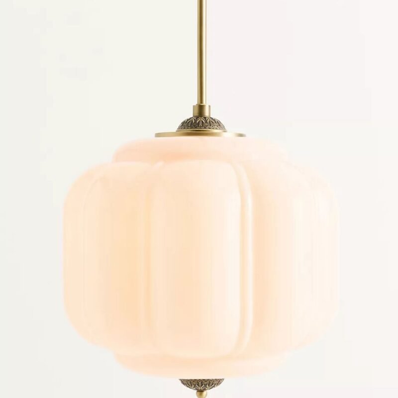 ELOISE BLUSH PINK SCALLOP MILK GLASS PENDANT LIGHT