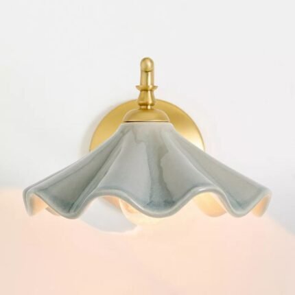 BOBBI BLUE GREY WAVY CERAMIC WALL SCONCE