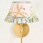 LEE PERA BRASS RUFFLE PRINTED SHADE WALL SCONCE