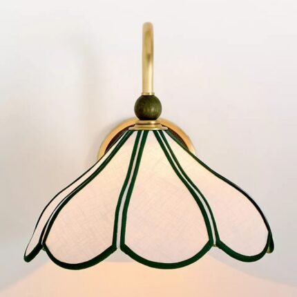 VICKY GREEN SCALLOPED WOOD WALL SCONCE