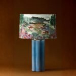 SCALLOPED BLUE GLASS LAMP BASE
