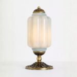 ELOISE TABLE LAMP WITH BLUE SCALLOP MILK GLASS