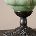 ELOISE TABLE LAMP WITH GREEN SCALLOP MILK GLASS