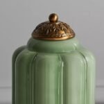 ELOISE TABLE LAMP WITH GREEN SCALLOP MILK GLASS AND BRASS