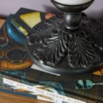 THE ELOISE TABLE LAMP IN WHITE AND BLACK SCALLOP MILK GLASS