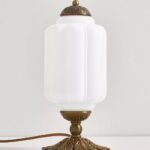 ELOISE TABLE LAMP WITH WHITE SCALLOP MILK GLASS AND BRASS