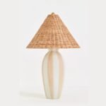 STRIPED PEACH GLASS TABLE LAMP BASE