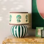 LYS CERAMIC TABLE LAMP BASE WITH GREEN STRIPES