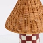 MERVE KAHRAMAN CERAMIC TABLE LAMP WITH CHECKERED RATTAN