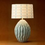 GREEN CERAMIC LAMP BASE WITH TWISTED DESIGN