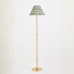RATTAN WRAPPED ANTIQUE BRASS FLOOR LAMP BASE DESIGN