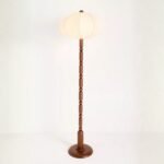 DUMPLING WOOD FLOOR LAMP WITH RAW SILK SHADE