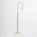 CURVES NO 1 FLOOR LAMP WITH RATTAN SHADE AND METAL BASE