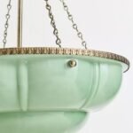 THE ELOISE CHANDELIER WITH GREEN SCALLOPED MILK GLASS