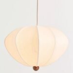 DUMPLING SEMI FLUSH MOUNT LIGHT WITH WOOD SHADE