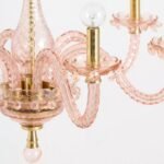 VENETIAN INSPIRED CHANDELIER WITH PINK COLORED GLASS ARMS