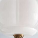 ELOISE WHITE GLASS SEMI FLUSH MOUNT LIGHT WITH SCALLOPED MILK GLASS SHADE