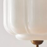 ELOISE WHITE MILK GLASS PENDANT CEILING LIGHT WITH SCALLOP DETAIL