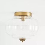 THE ELOISE SCALLOPED MILK GLASS CEILING LIGHT WITH BRASS FINISH