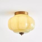THE ELOISE SCALLOPED MILK GLASS CEILING LIGHT WITH GREEN FINISH