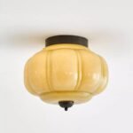 THE ELOISE GREEN SCALLOP MILK GLASS CEILING LIGHT WITH BLACK FRAME