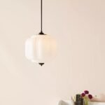 ELOISE SCALLOPED BLUE MILK GLASS PENDANT CEILING LIGHT