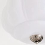 THE ELOISE WHITE MILK GLASS CEILING LIGHT WITH SCALLOP DETAIL AND NICKEL FRAME