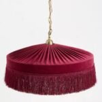 SINCLAIR VELVET PENDANT LIGHT IN BURGUNDY WITH TASSEL FRINGE