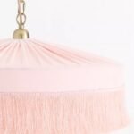SINCLAIR VELVET PENDANT LIGHT IN PINK WITH TASSEL FRINGE